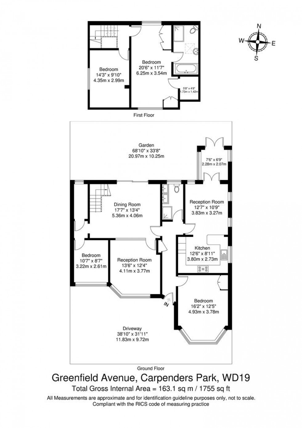 Floorplan for GREENFIELD AVENUE, Carpenders Park