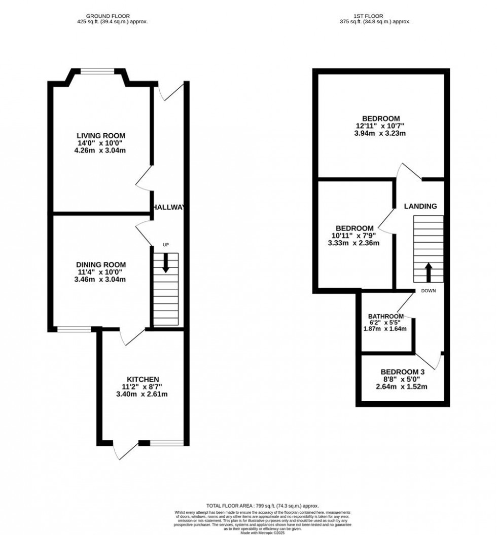 Floorplan for PRINCES AVENUE, Watford